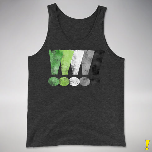 Distressed Aromantic Pride Exclamation Points Premium Tank Top - Charcoal Triblend